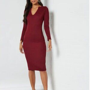 Forever 21 Women Maroon Solid Bodycon Midi Dress in size 2X